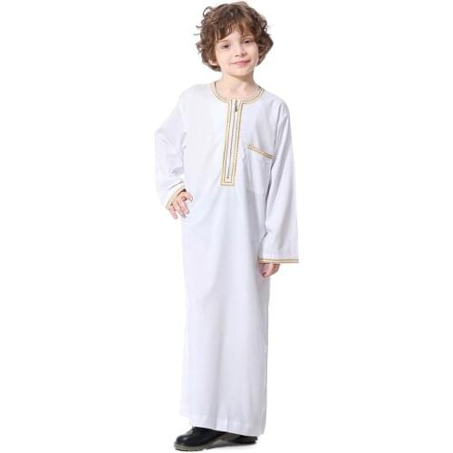 Muslim Kids Abaya Jubba Thobe Boy Long Dress Islamic Ramadan Children Caftan Robe Dubai Arab Kaftan Saudi Arabia Worship Service
