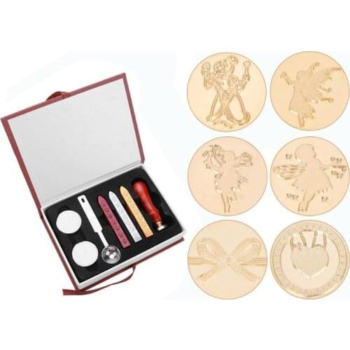 Retro DIY Sealing Wax Stamp Set Gift Box Wedding Envelope Initial Vintage Wax Badge Sealing Stamp Craft Christmas Gift