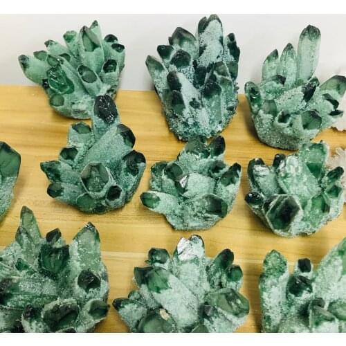 350-550g Natural Green Ghost Quartz Crystal Cluster Healing Raw Gemstone Specimen For Home&Office Decoration