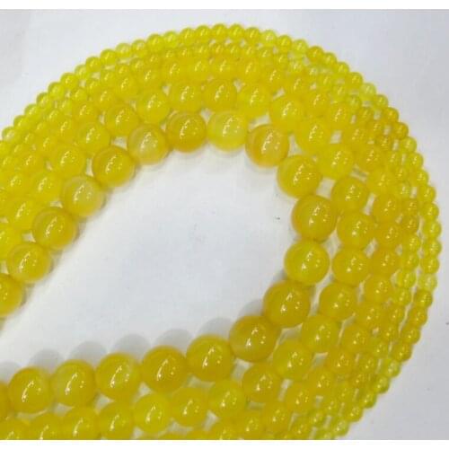 Wholesale 15" Strand Natural Gem Stone Yellow Agates Loose Beads 4 6 8 10 12 MM Fit DIY Bracelet Necklace For Jewelry Making