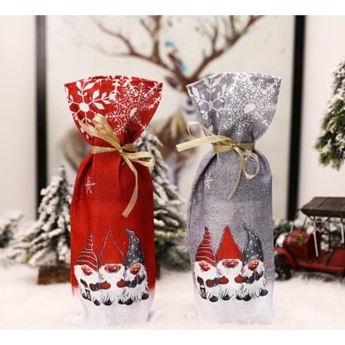 Santa Claus Red Wine Bottle Bags Sequins Snowman Champagne Gifts Holders Christmas Decorations For Living Room Or Bedroom