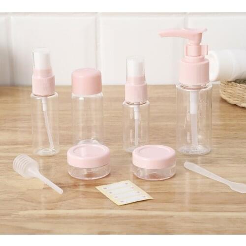 7/9 pcs/set Portable Travel Refillable Bottle Spray Lotion Cream Storage Bottle Travel Empty Bottle Set Cosmetic Travel Set