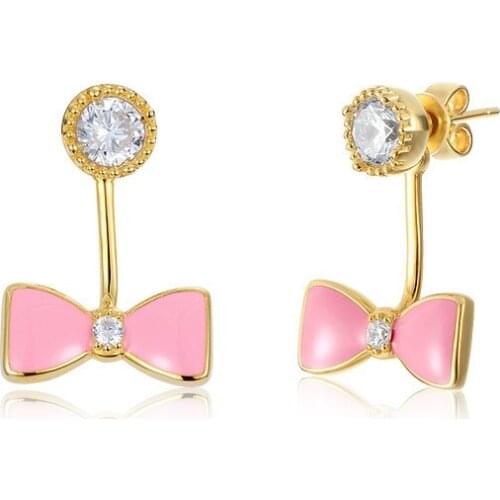 Simple Fashion Enamel Pink Bowknot Earrings