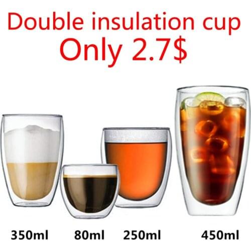 Transparent double-layer insulation cup heat-proof anti-freeze coffee cup ice cream cup milk cup tea cup beverage cup Creativity