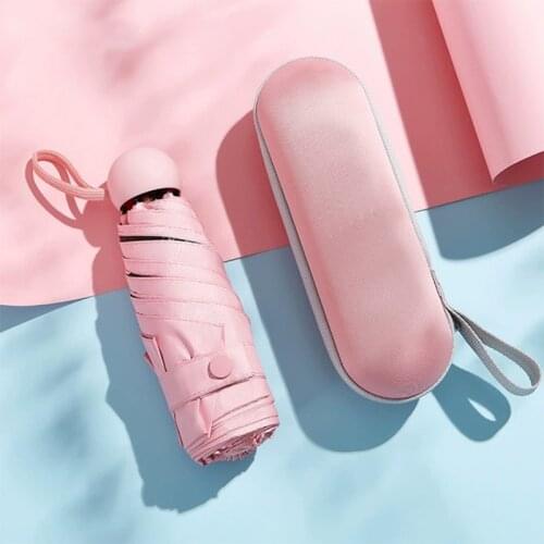 Five-holding Sun Umbrella Sun Protection UV Folding Umbrella Female Sunshade Rain Dual-use Capsule Compact Portable Pocket