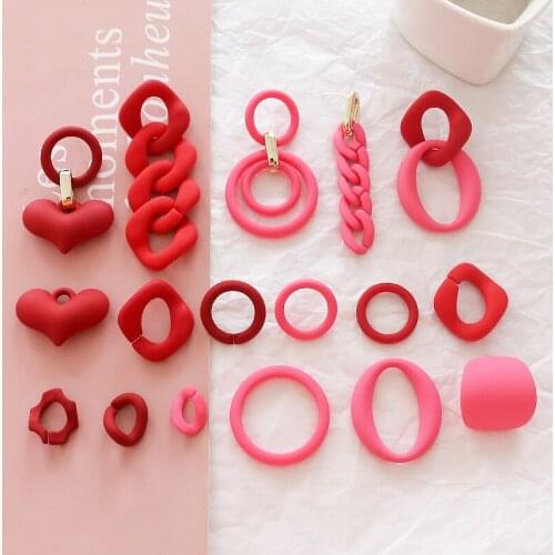 10pcs 2019 New Korean Cute Earrings For Women Lady resin geometric girl red pink heart-shaped diy jewelry material pendant