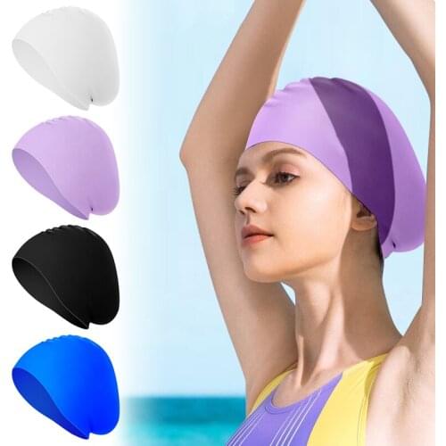 Swimming Cap Silicone Men and Women Waterproof Plus Thickening Long Hair Colorful Silicone Swimming Cap MC889