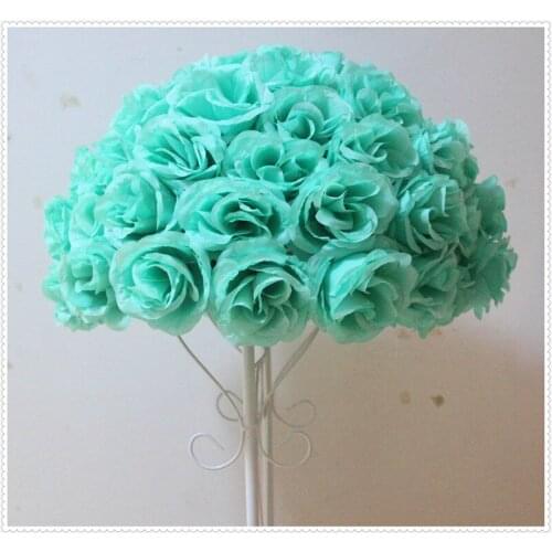 SPR 2016 35cm New design Tiffany Blue Rose kissing ball artificial silk flower wedding table centerpiece decoration flower