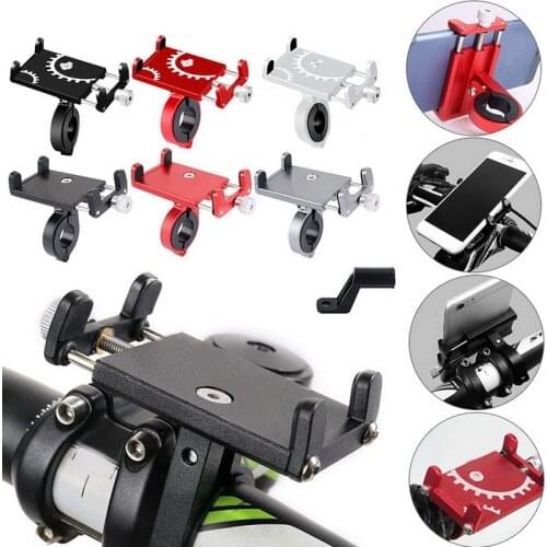 Universal Aluminum Alloy Bike Bicycle Phone Holder Racks Motorcycle Handlebar Mount Non-Slip Moblie Cell Phone Clip for Bike