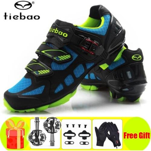 Tiebao cycling shoes men women breathable self-locking blue zapatillas ciclismo mtb SPD pedals sneakers mountain bike shoes