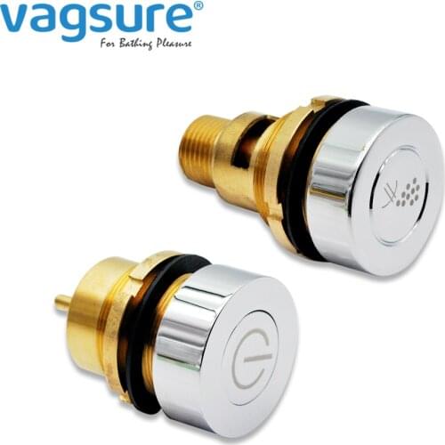 On Off Push Bathtub Air Start / Adjustment Switch Button Massage Bathtub Spa Chrome Solid Copper Pneumatic Air Control Switch