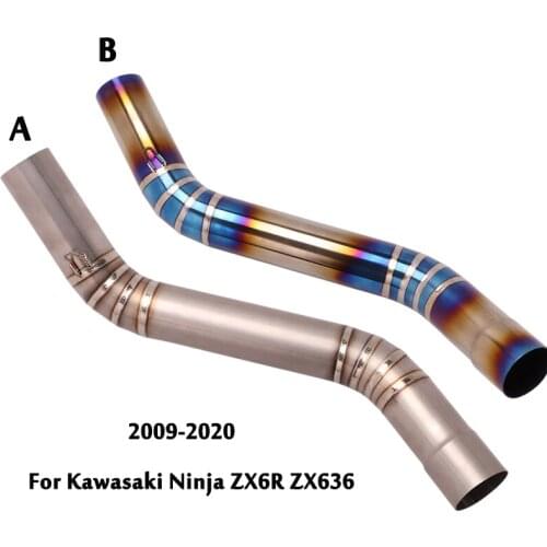 Motorcycle Exhaust Mid Link Pipe Slip On Connecting Tube Titanium Alloy Escape 51mm For Kawasaki Ninja ZX6R ZX636 2009-2020