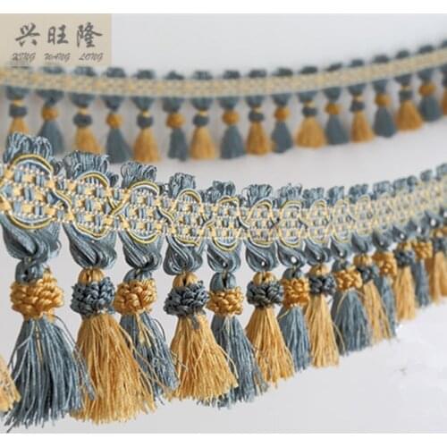 XWL New 6M/Lot 10cm Wide Curtain Lace Accessories Double Color Tassel Fringes Trim Ribbons DIY For Cloth Sofa Stage Home Decor