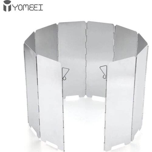 YOMEEI 10 Plates Foldable Stove Windshield Outdoor Gas Stove Windshield Camping Cooker Gas Stove Wind Shield Stove Wind Shield