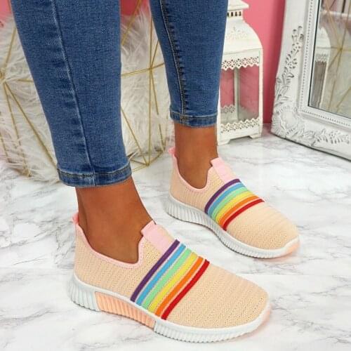 2020 New Fashion Women Sneakers Rainbow Color Handmade Mesh Vulcanize Leisure Shoes Low-top Summer Casual Ladies Shoes Girl Plus