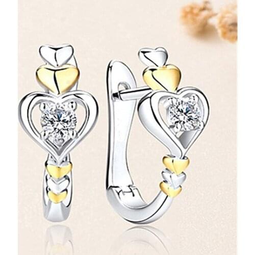 Womens Gold Silver Color Infinity Heart Hoop Earrings for Cocktail Party Earrings Inlay White Zircon Earrings Female Jewelry