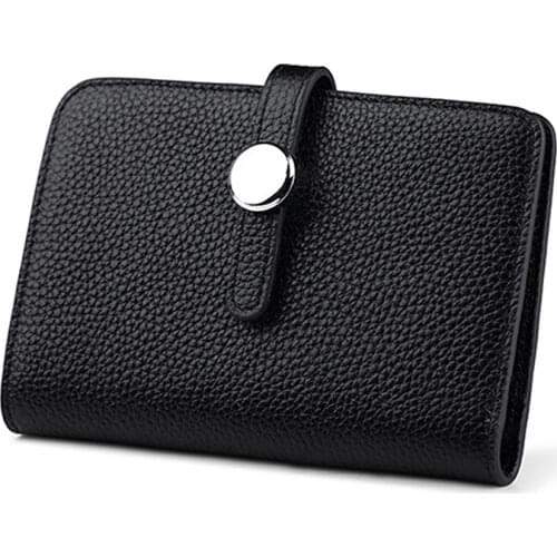 Genuine Leather Women Short Wallet Fashion Hasp High Capacity Cowhide Money Bag Luxury Design Solid Famous Brand Small Purse