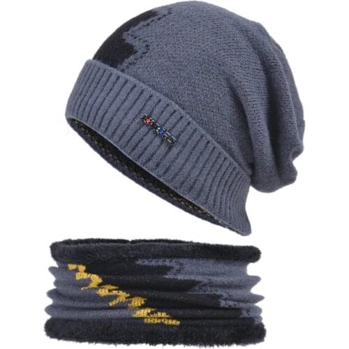 Winter Skullies Hat Wool Beanies Knitted Hat Scarf With Lining Male Gorras Bonnet Winter Hats For Men Beanies Hats