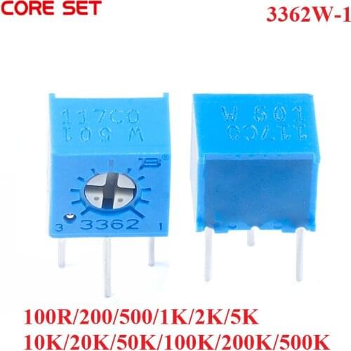 10Pcs 3362W 10K 20K 50K Trimming Potentiometer ±10% ±100ppm/℃ 3362 Precision Adjustable Resistance 3362W-1-103 3362W-1-503 New