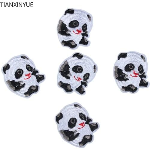 TIANXINYUE 10pcs Needle Embroidered Panda Patches Applique Sew On Stickers For Clothing Garment Bags patch