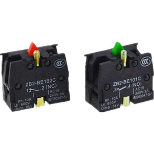 10pcs XB2 Contact Block Telemecanique ZB2-BE101C Normal Open NO ZB2-BE102C NC Pushbutton Joystick Switch Replaces TELE 10A 600V