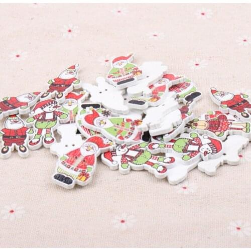 20pcs 35x19mm Mixed Christmas item Wood Decorative Buttons For Sewing Scrapbooking Crafts MT0264X
