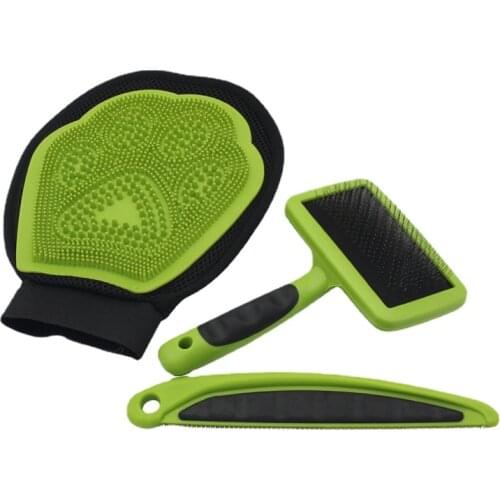 3pcs/set Dog Pet Grooming Glove Silicone Cats Brush Comb Deshedding Hair Gloves Dogs Bath Cleaning Supplies Animal Combs
