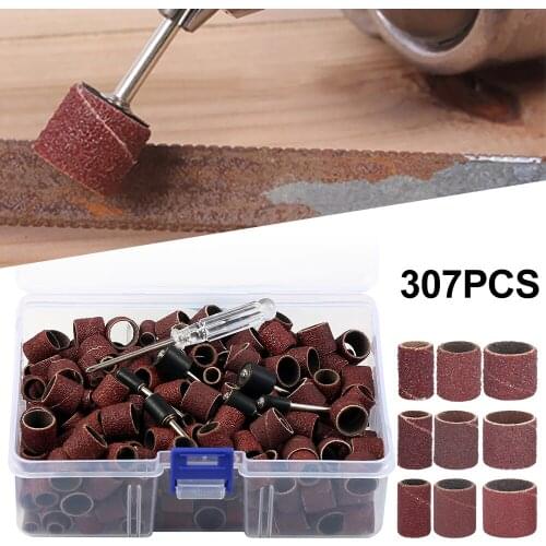 307pcs Sanding Drum Kit Drum Sander Set #80 #120 #240 Sanding Band for Dremel Sleeves for Electric Mini Grinder Sanding Mandrels