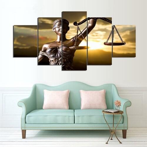 No Framed Themis Goddess of Justice 5 Pcs Canvas Picture Print Wall Art Canvas Painting Wall Decor for Living Room