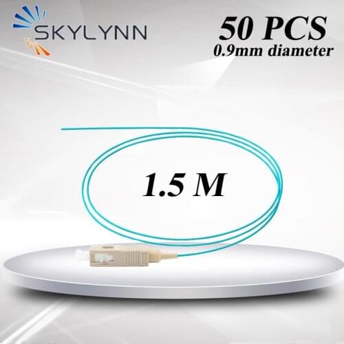 50Pcs 1.5 Meter SC/UPC Multimode OM3 0.9mm Tight Buffer Aqua LSZH Jacket Fiber Optic Pigtails For FTTH Project
