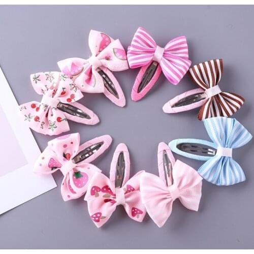 8 Pcs Baby Bow Hair pin Baby Girls Hair Ornaments Children Accessories Ribbon Bowknot Barrettes Dot Hair Clip Hairpins