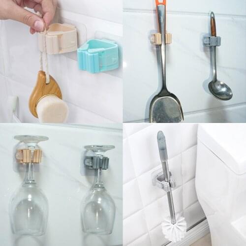 ANKNDO Wall Mounted Mop Holder Mop Clip Brushbroom Hanger Organizer Hook Kitchen Bathroom Storage Suction Hook Racks Tools