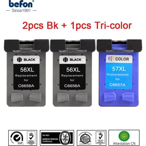 Befon Black 56 57 XL Cartridge Replacement for HP 56 57 HP56 HP57 Ink Cartridge Deskjet 2100 220 450 5510 5550 5552 7150 7350