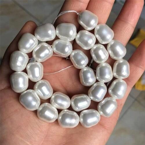 Top quality new fashion white natural pearl shell loose beads irregular approx rice barrel 12*15mm jewelry making 15inch B2274