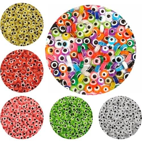 15Colors 50Pcs 6 8 10mm Oval Beads Resin Evil Eye Spacer Beads for Jewelry Making DIY Bracelet Necklace Accessories Handmade