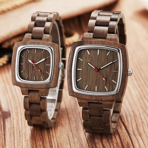 Luxury Wooden Wrist Watch Men Women Fashion Full Wood Bracelet Unique Square Dial Casual Business Sports Clock Watches For Wood