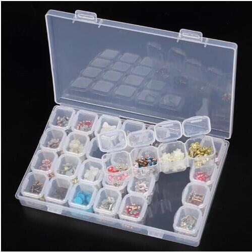 28 Grid Diamond Painting Accessory Case Clear Plastic Beads Weather Storage Box For Diamond Embroidery Cross Stitch Tools