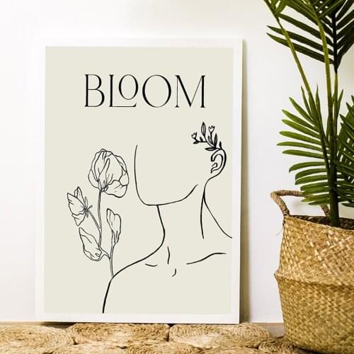 HD Bloom Thin Line Abstract Boho Decoration Minimalist Poster Gallery Wall Canvas Painting Navia Art Print Picture