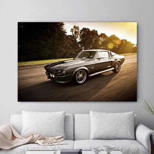 Canvas Paintings 1967 Mustang Shelby GT500 Eleanor Super Car Posters Wall Art for Living Room Home Decor (No Frame)