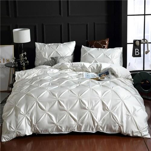 Satin bed linen Jacquard euro bedding set flower design Linens bed quilt cover luxury duvet cover set Pillowcase Home Textile