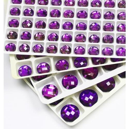 Round Sewing Crystal Rhinestones Applique Sew On Flatback Glass Beads Strass Stones For Needlework Shoes DIY Clothes Decoration