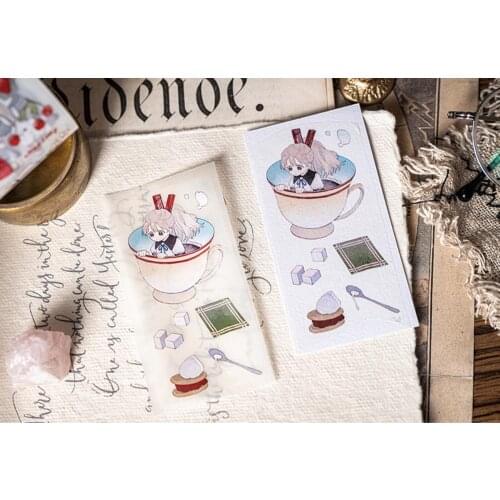 Cute Cup Girl Washi Tapes Bullet Journal Masking Tape Adhesive Tape DIY Scrapbooking Washi Stickers