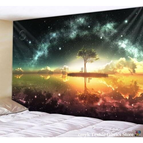 Night Scenic Tapestry Wall Hanging Decor Star Plant Printed Carpet Home Decor Hanging Living Printing Wall Tapestry