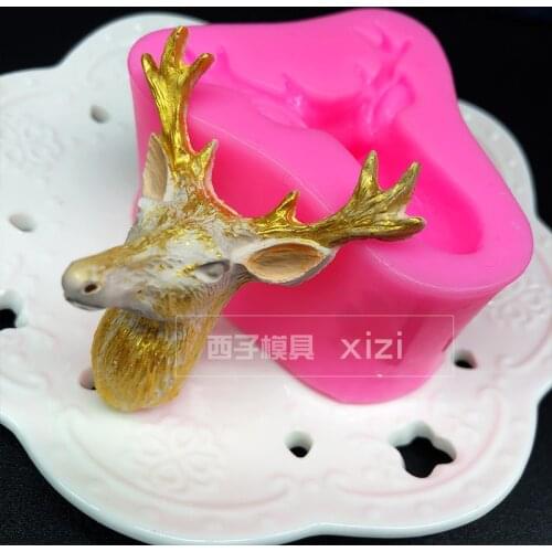Christmas reindeer deer antler decoration chocolate fondant DIY cake mold baking tools diy clay drops aromatherapy plaster mold