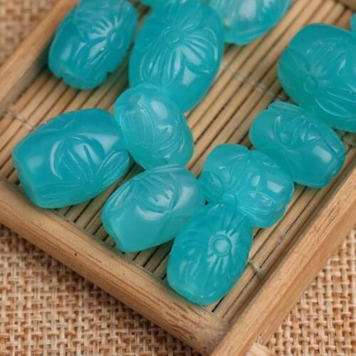 One piece GREEN AMAZONITE CARVER FLOWER PILLAR for DIY jewelry making loose beadsFPPJ wholesale nature gemstone