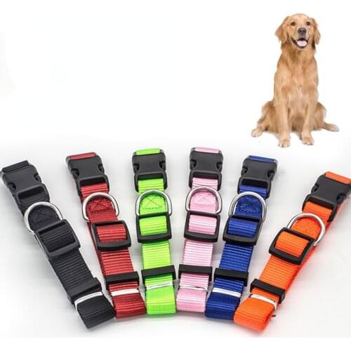 Solid Dog Collars Nylon Dog Collar For Small Medium Large Dogs Teddy Keji Pitbull Bulldog Beagle Dog Harness Pet Accessorie