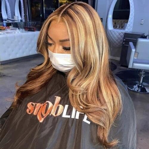 QueenKing hair Front Lace Wig 180% Density Highlight Balayage Color Wigs Brazilian Remy hair Free Shipping