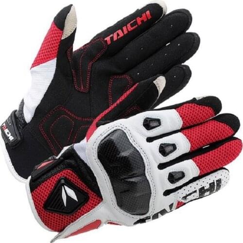 TAICHIMotorcycle Carbon Fiber Leather Perforated Gloves Cross-country Motorcycle Racing Riding Breathable Mesh Protective Gloves