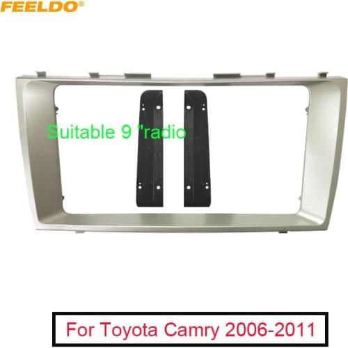 FEELDO Car 2Din Audio Fascia Frame for Toyota Camry 9 Inch Big Screen DVD Dash Panel Installation Mount Trim Kit