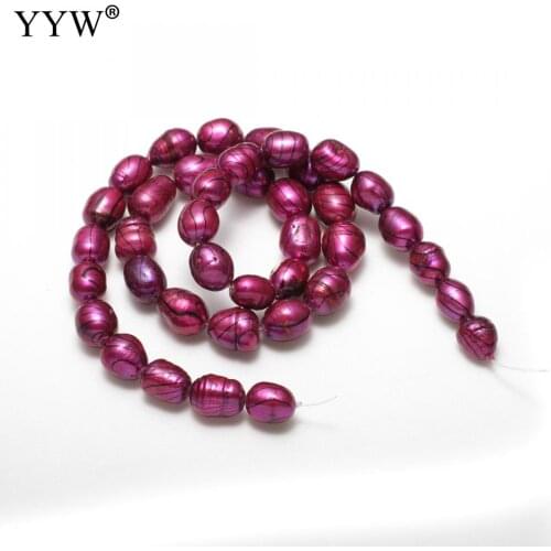 Sale!!! Grade A 8-9mm Cultured Rice Freshwater Pearl Beads Tibet Natural Fuchsia Pearls Beads Rice For Jewelry Making Hole 0.8mm